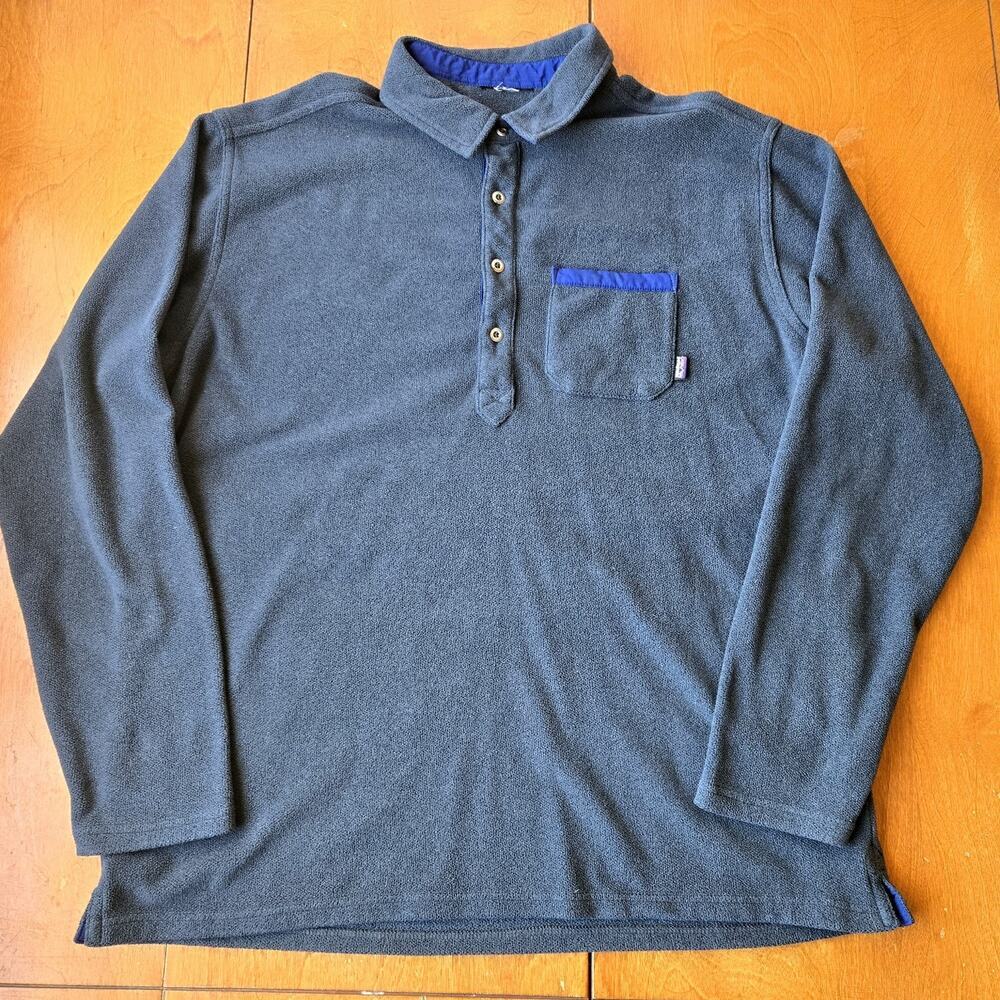 VTG Patagonia Murrelet Men's Fleece Polo Long Sleeve Pullover Shirt Blue Size XL